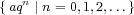    n
{aq  |n= 0,1,2,...} 